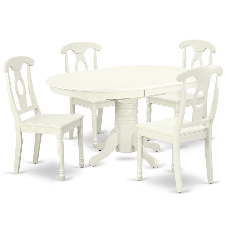 East West Furniture Dining Room Set Linen White, AVKE5-LWH-W