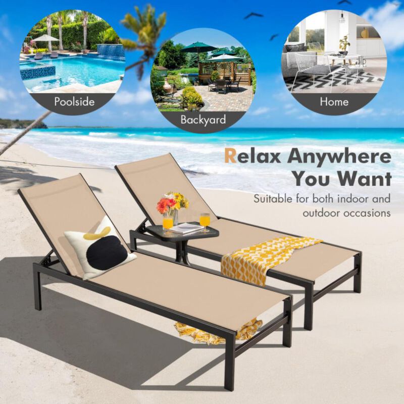 Hivvago 6-Position Chaise Lounge Chairs with Rustproof Aluminium Frame