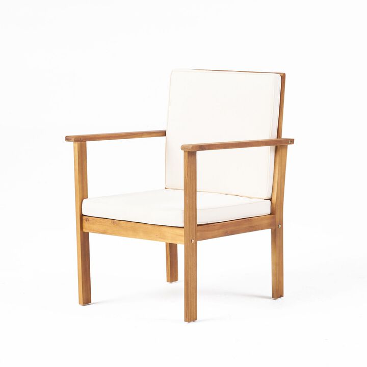 3pc Set with 2 Outdoor Club Chairs and Coffee Table in Acacia Wood - Benzara