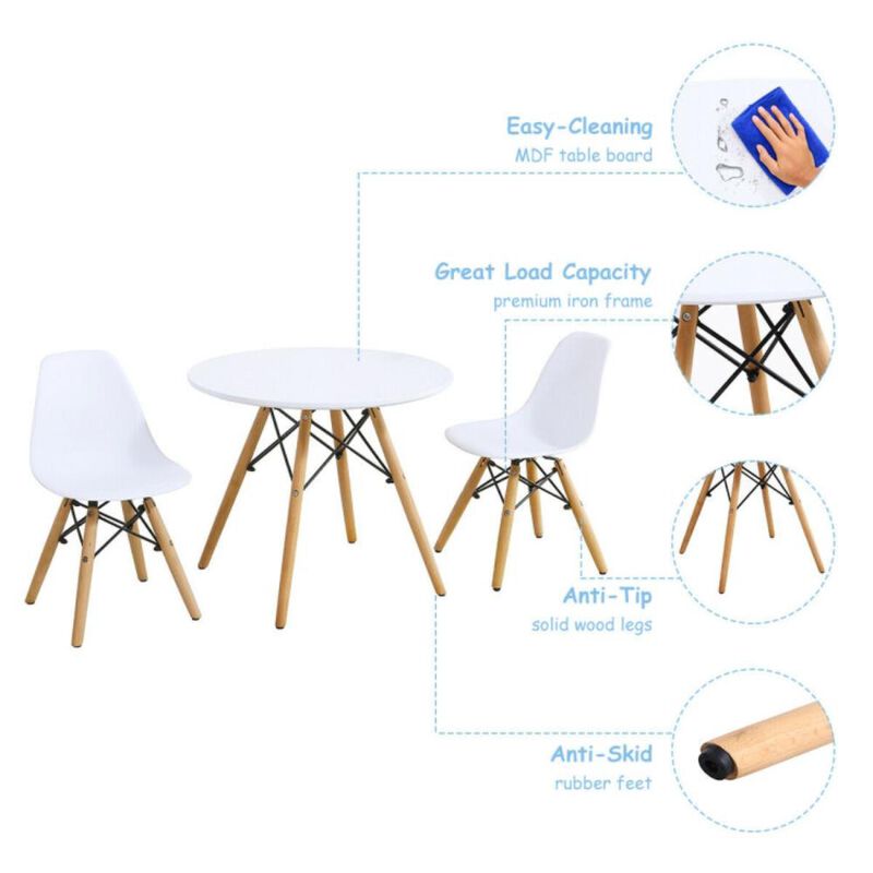 Hivvago Kid's Modern Dining Table Set with 2 Armless Chairs