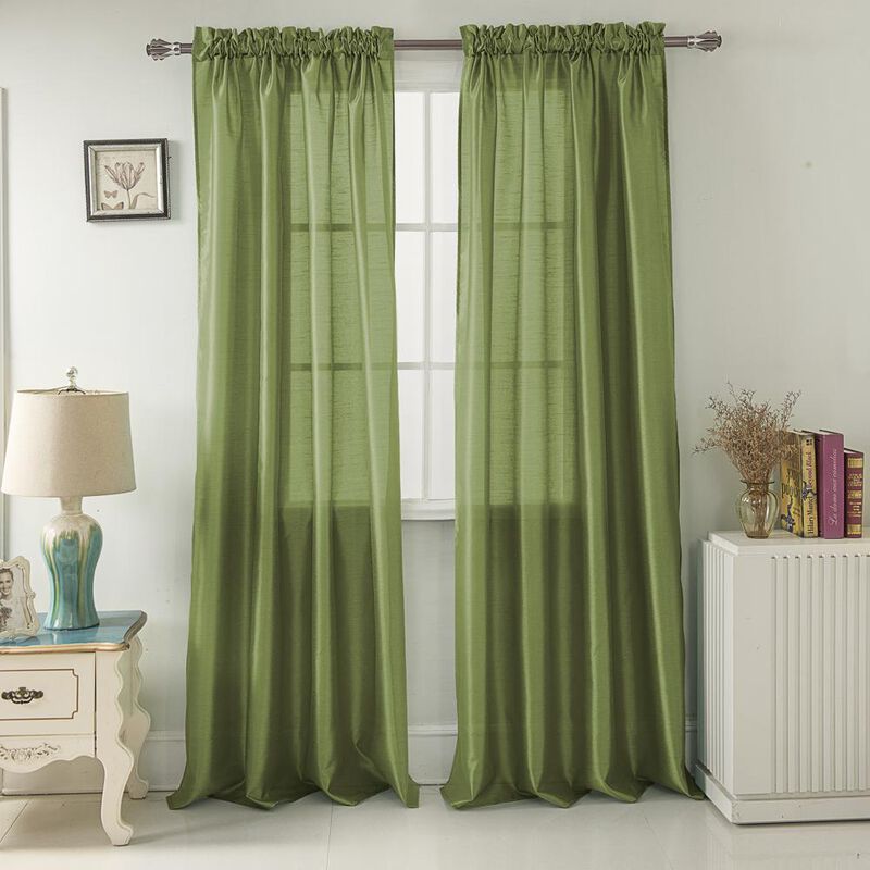 RT Designers Collection Nikki Faux Silk Rod Pocket Curtain Panel - 54 x 95, Green