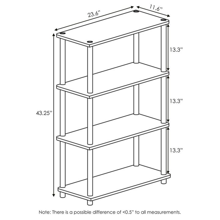 Furinno Turn-N-Tube 4-Tier Multipurpose Shelf Display Rack, Round Tubes, Sonoma Oak/White