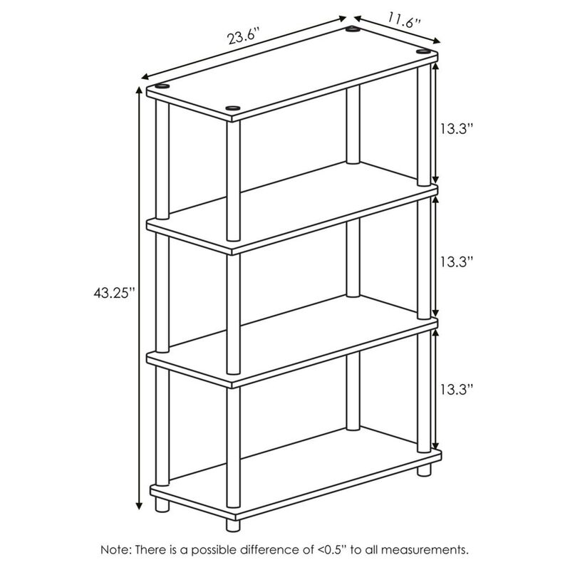 Furinno Turn-N-Tube 4-Tier Multipurpose Shelf Display Rack, Round Tubes, Sonoma Oak/White