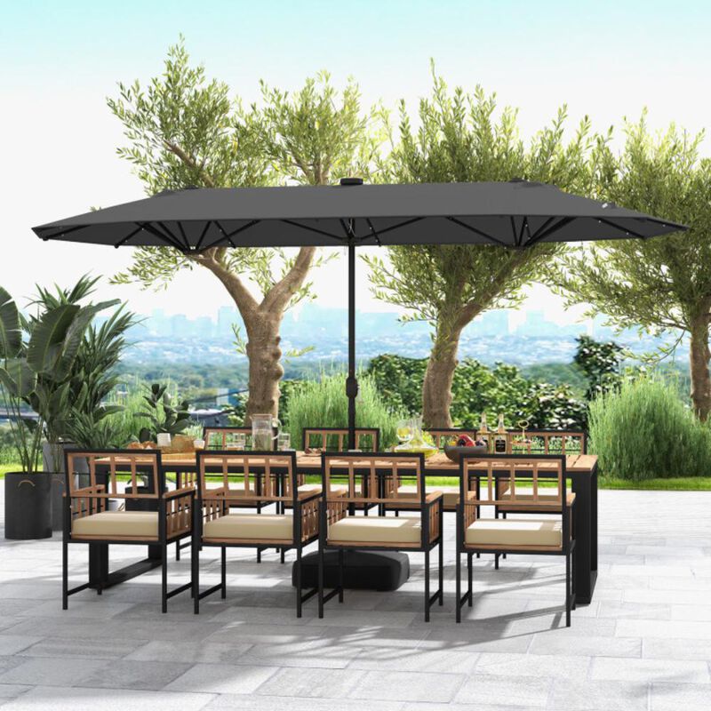 Hivvago 13FT Double-sided Patio Umbrella with Solar Lights for Garden Pool Backyard