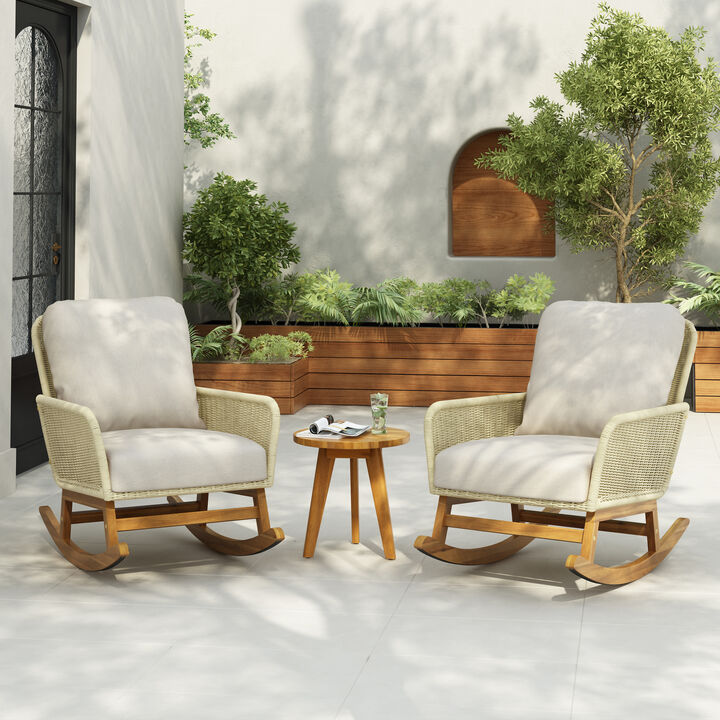 Merax 3-Piece Outdoor Rocking Chairs Side Table Seating Set