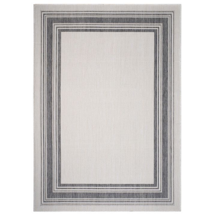 Striped Border Rectangular Outdoor Area Throw Rug