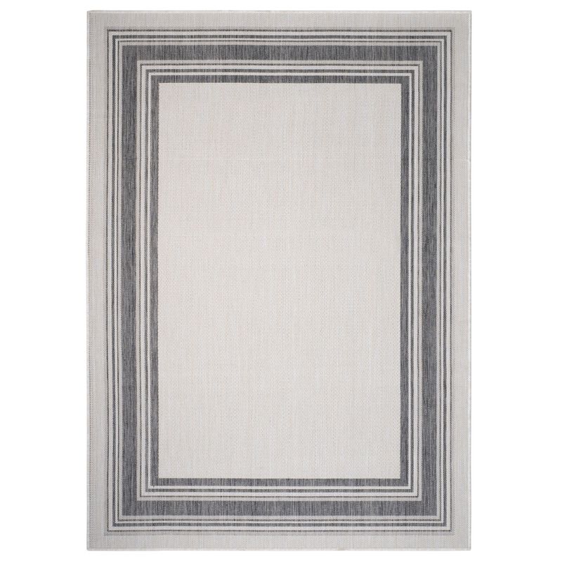 Striped Border Rectangular Outdoor Area Throw Rug