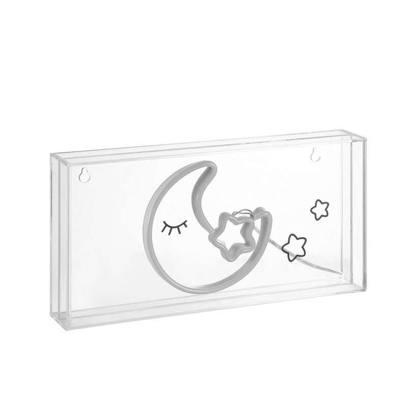 Moon 11.8" Contemporary Glam Acrylic Box USB Operated LED Neon Light