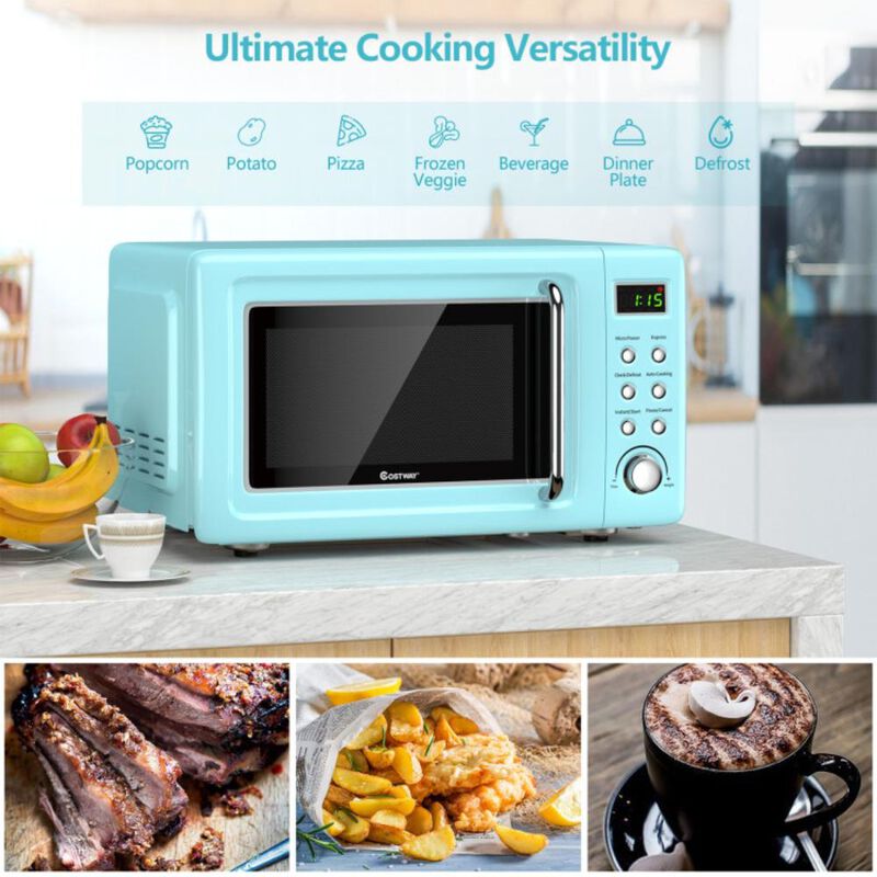 Costway 700W Retro Countertop Microwave Oven with 5 Micro Power and Auto Cooking Function
