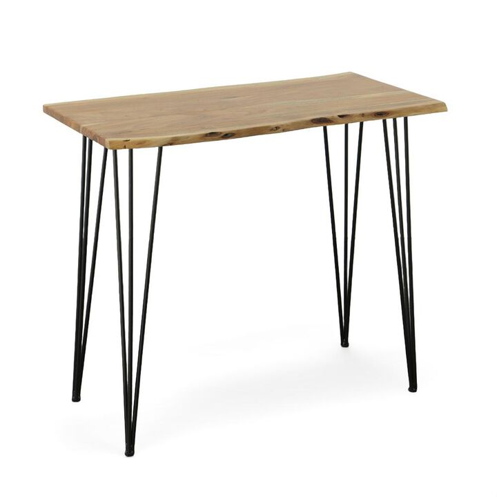 Carolina Living Seti Live Edge Bar Table - Natural Top - Black Base