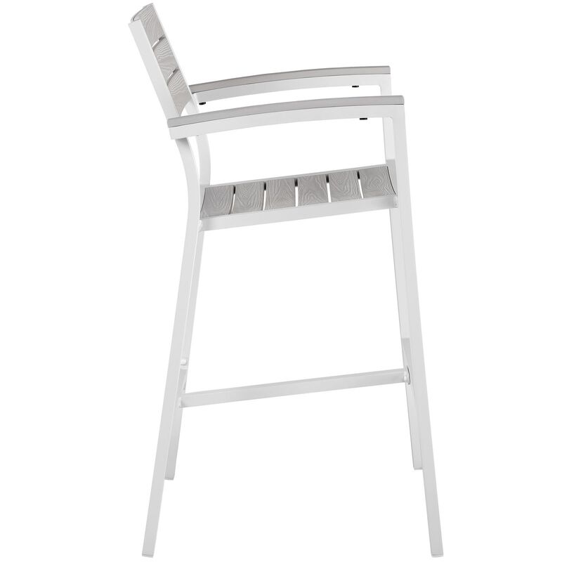 Modway Maine Aluminum Outdoor Patio Bar Stool in White Light Gray