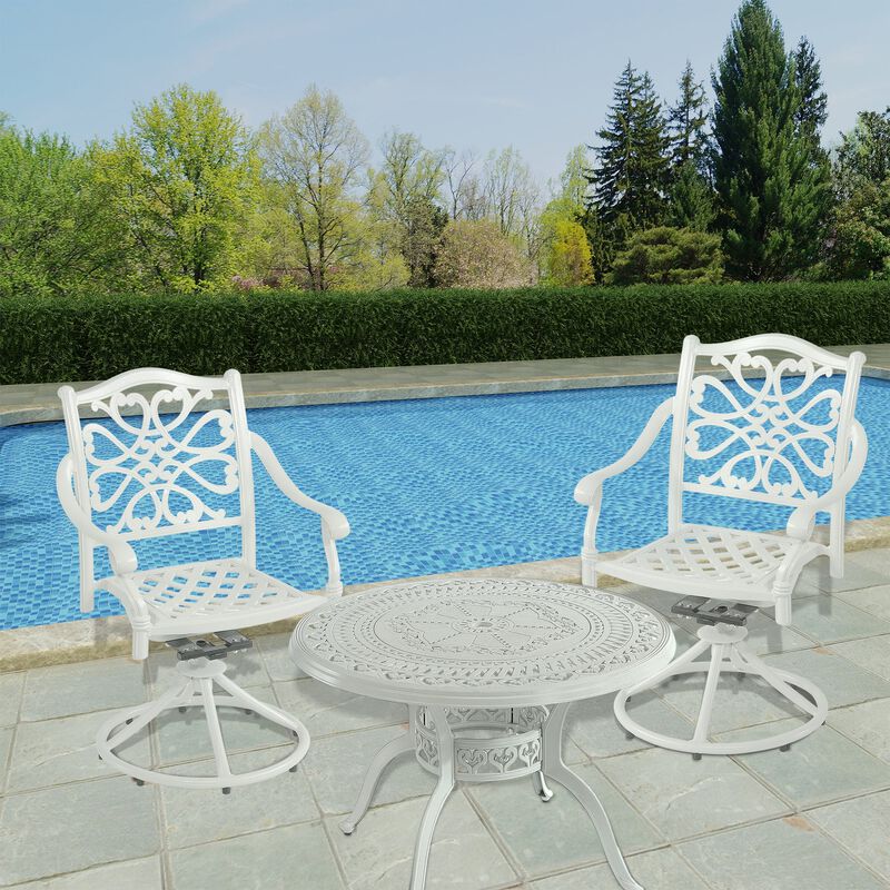 MONDAWE Outdoor Bistro Dining Chairs Patio Cast Aluminum Dining Swivel Rocker Chair (Set of 2)