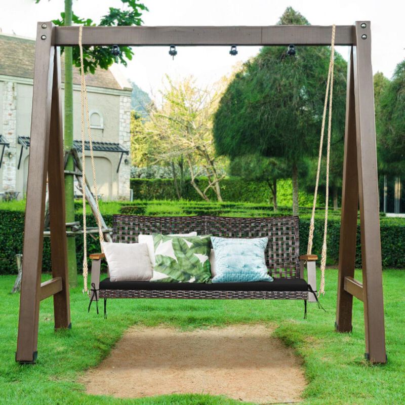 Hivvago 2-Person Rattan Hanging Porch Swing Chair