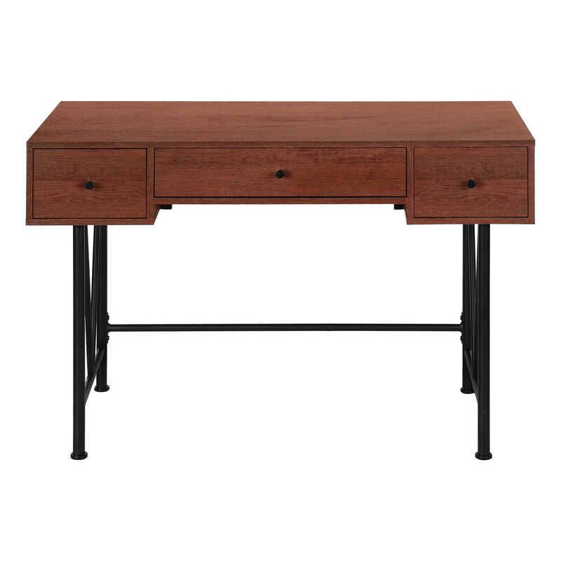 Monarch Specialties I 7671 Computer Desk, Home Office, Laptop, Storage Drawers, 48"L, Work, Metal, Laminate, Brown, Black, Transitional