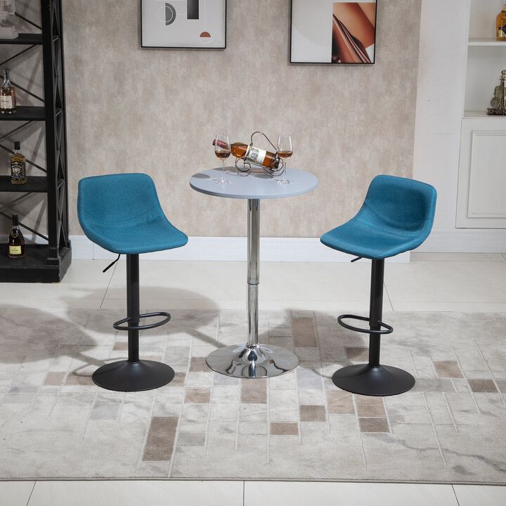 Blue Kitchen Perches: Set of 2 Adjustable Swivel Padded Bar Stools