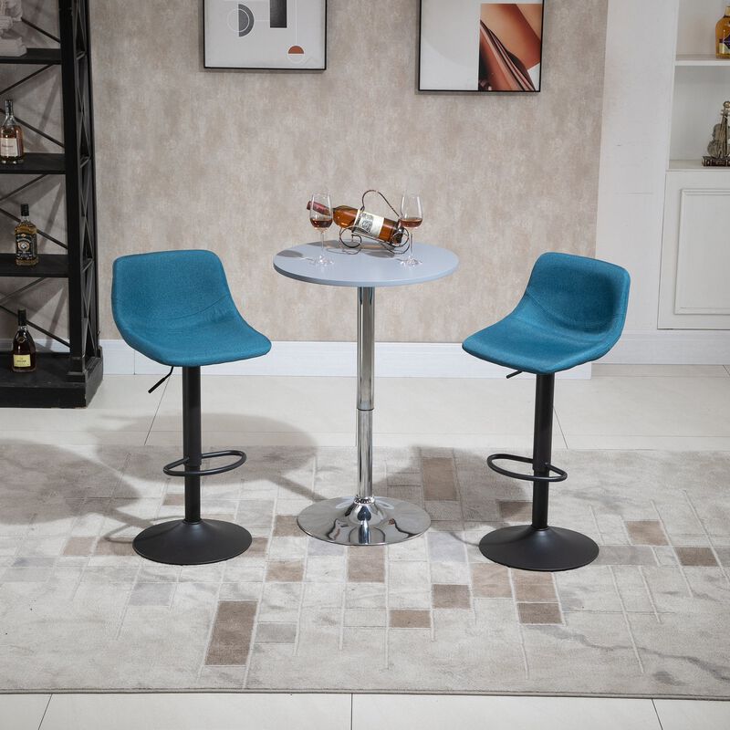 Blue Kitchen Perches: Set of 2 Adjustable Swivel Padded Bar Stools