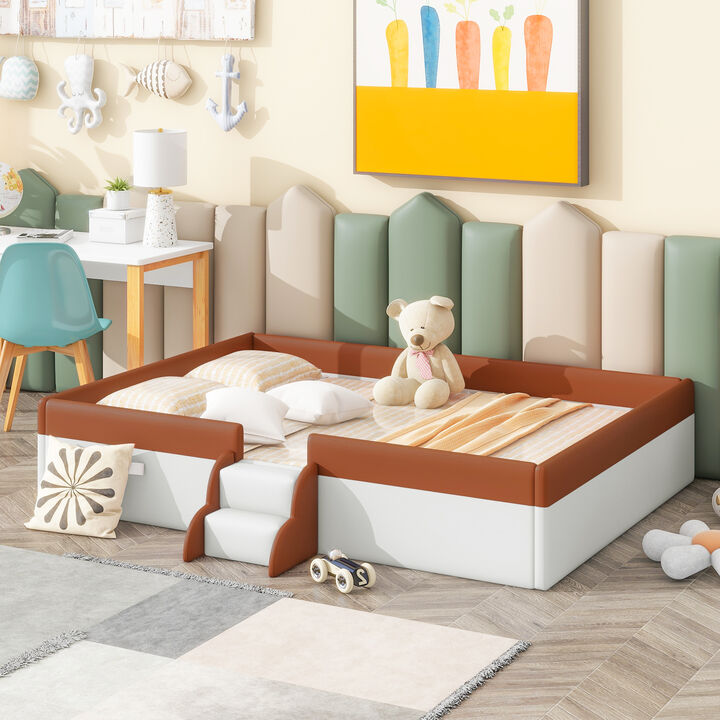 Merax Modern Daybed Frame with Fence and Stairs