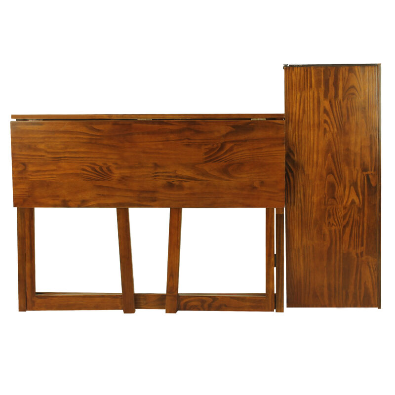 Casual Home Folding Desk with Pull-Out & USB Port-Warm Brown