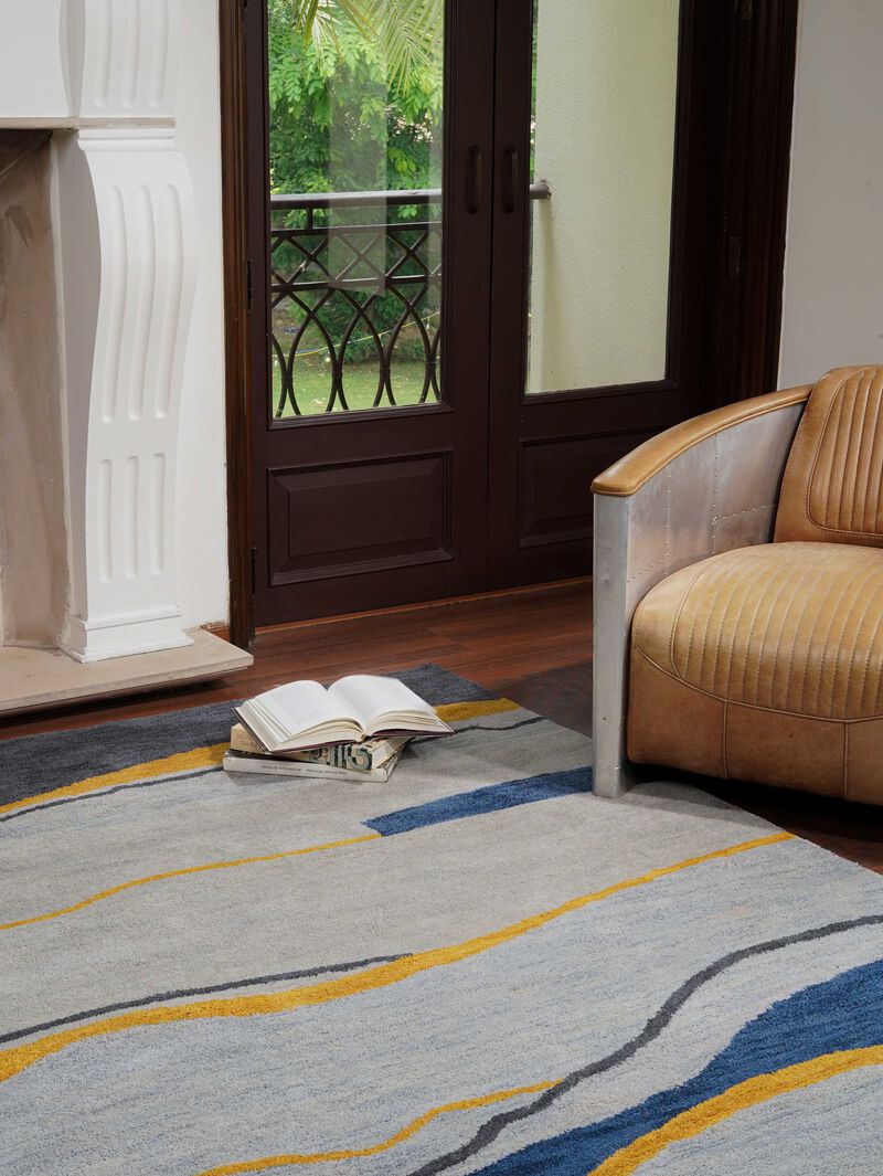 RUGSOTIC CARPETS HAND TUFTED WOOL ECO-FRIENDLY AREA RUGS  - 6'x9', Rectangle Shape, Multicolor, Contemporary Modern Design, High Pile Handmade Area Rugs for Living Room, Bed Room (K00S19)