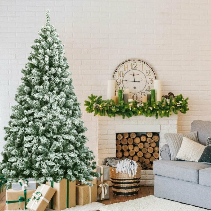 Hivvago 6 Feet Snow Flocked Artificial Christmas Tree Hinged with 928 Tips