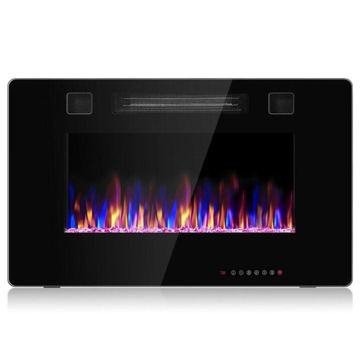 Hivvago 30-Inch Recessed Ultra Thin Electric Fireplace Heater with Glass Appearance
