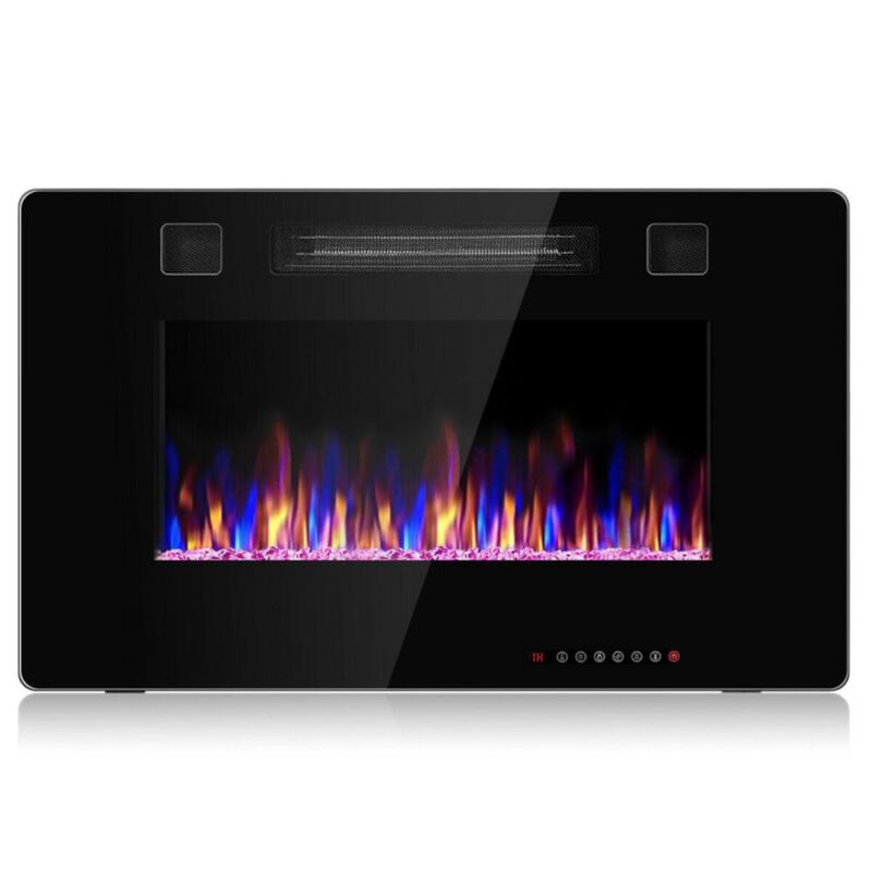 Hivvago 30-Inch Recessed Ultra Thin Electric Fireplace Heater with Glass Appearance