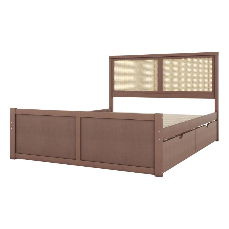 Merax Wood Storage Platform Bed with 4 Drawers