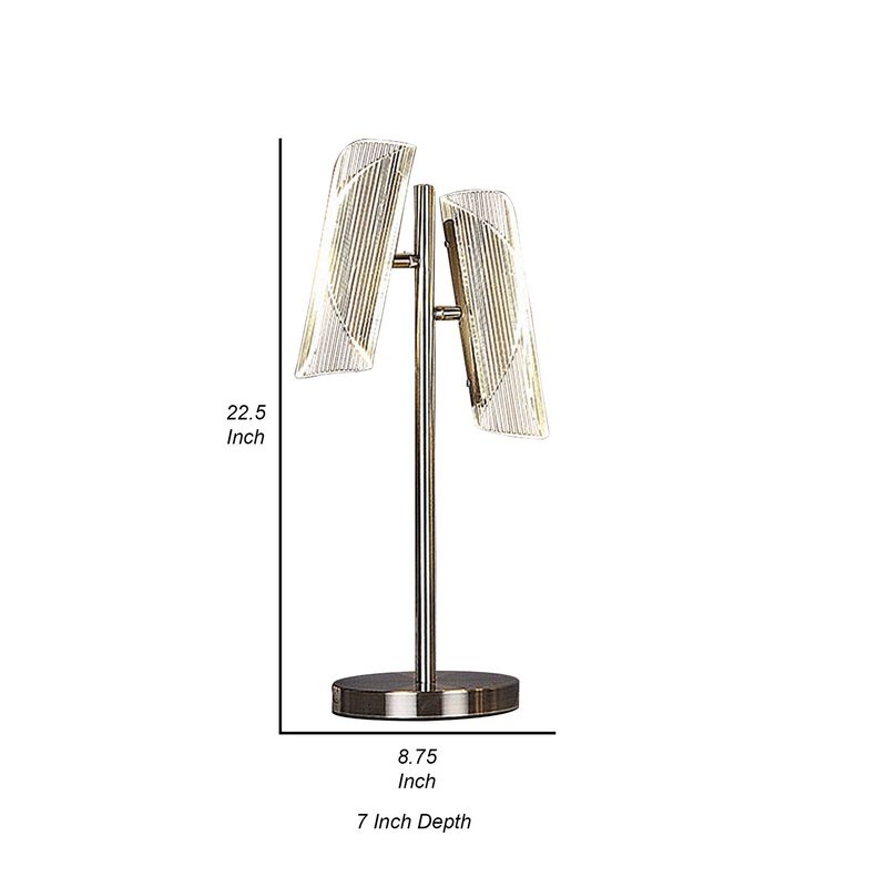 Spark 23 Inch Table Lamp with Metal Base and 2 Geometric Shades, Gold - Benzara