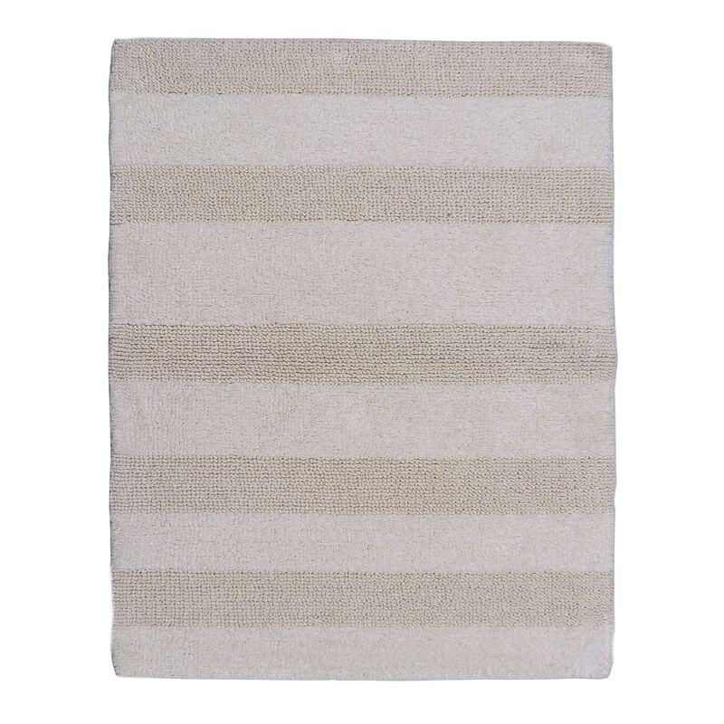 Splendid Striped Soft Plush Cotton Bath Rug 22" X 60" Ivory by Castle Hill London