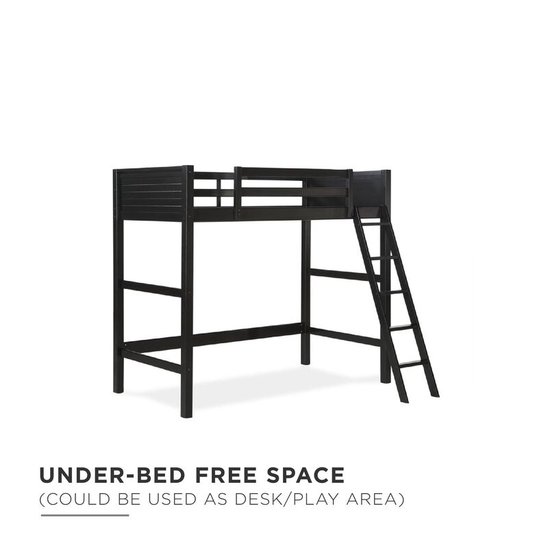 Atwater Living Rollins Twin Wooden Loft Bed with Ladder and Safety Railings