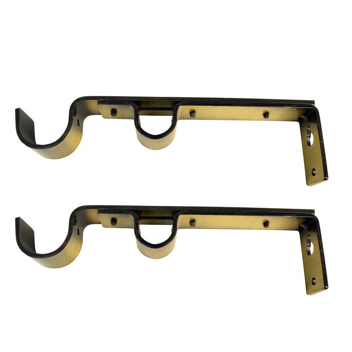 Set of 2 Double Wall Brackets for Curtain Rod
