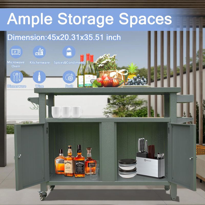 Streamdale Premium Anti-Rust Outdoor Grill Cart with 83 Gallons of Storage