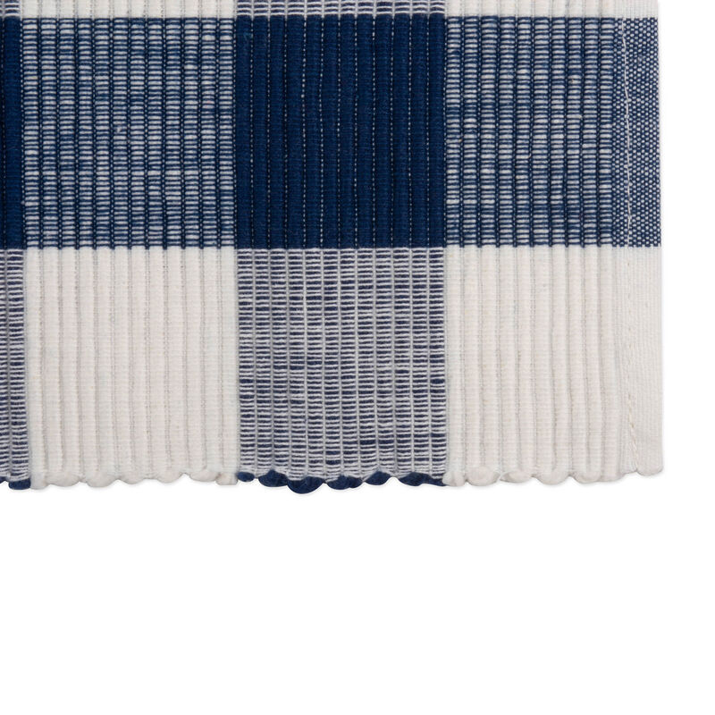 Set of 6 Navy Blue and White Buffalo Rectangular Checkered Placemat  19"