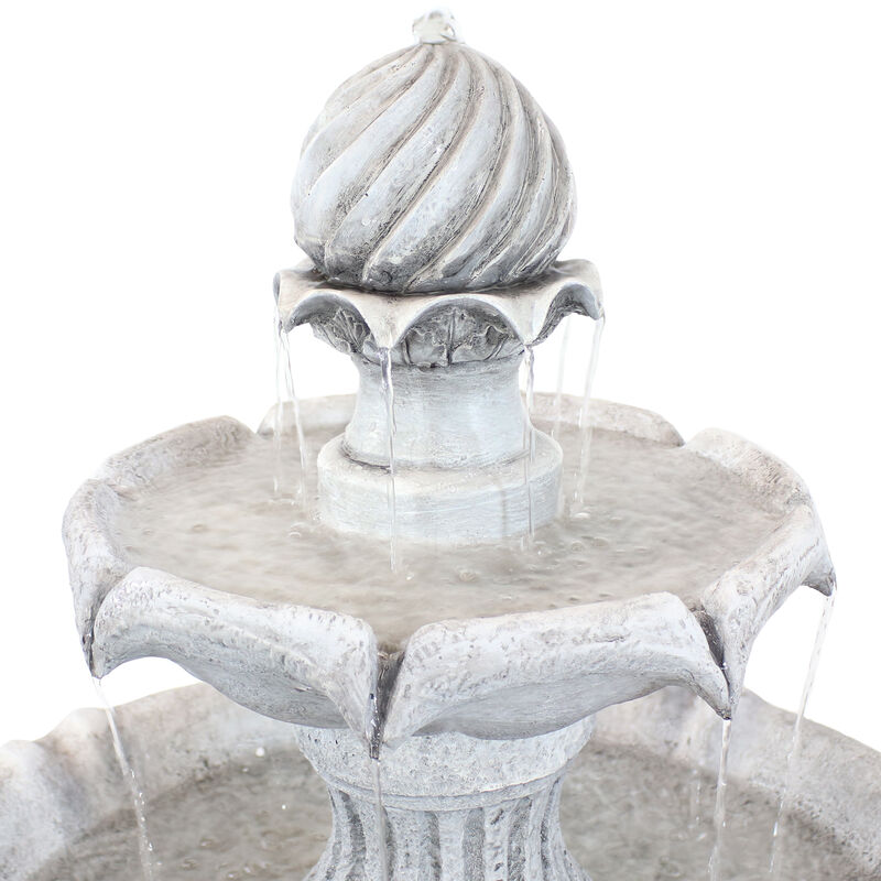 Sunnydaze Arcade Resin Outdoor 2-Tier Solar Fountain with Battery
