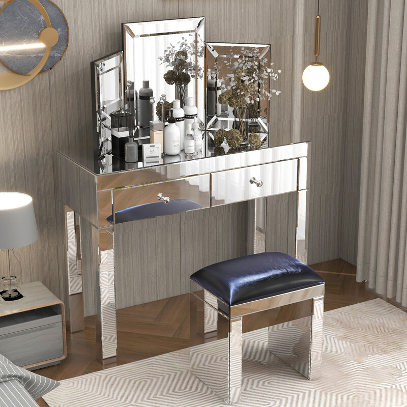 W 39.4"X D 15.7" X H 31.5" Double Draw Dressing Table, Escritorio For Entrance Corridor Living Room