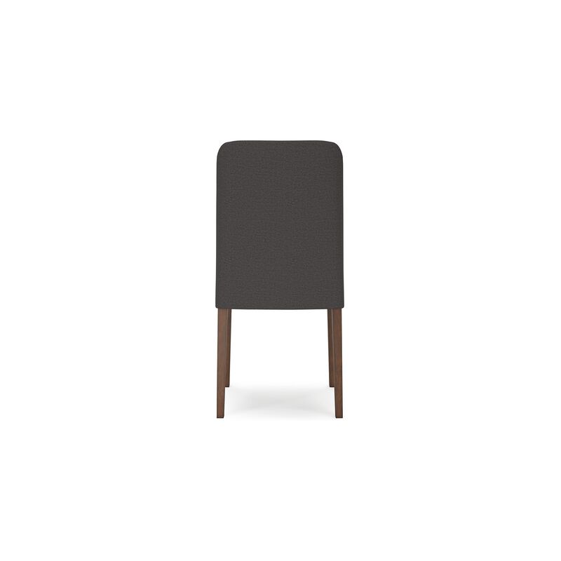 Jeyn Dining Side Chair Set of 2, Solid Wood, Charcoal Gray Polyester - Benzara