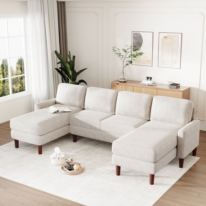Merax Corduroy Fabric U-shaped Sofa Couch