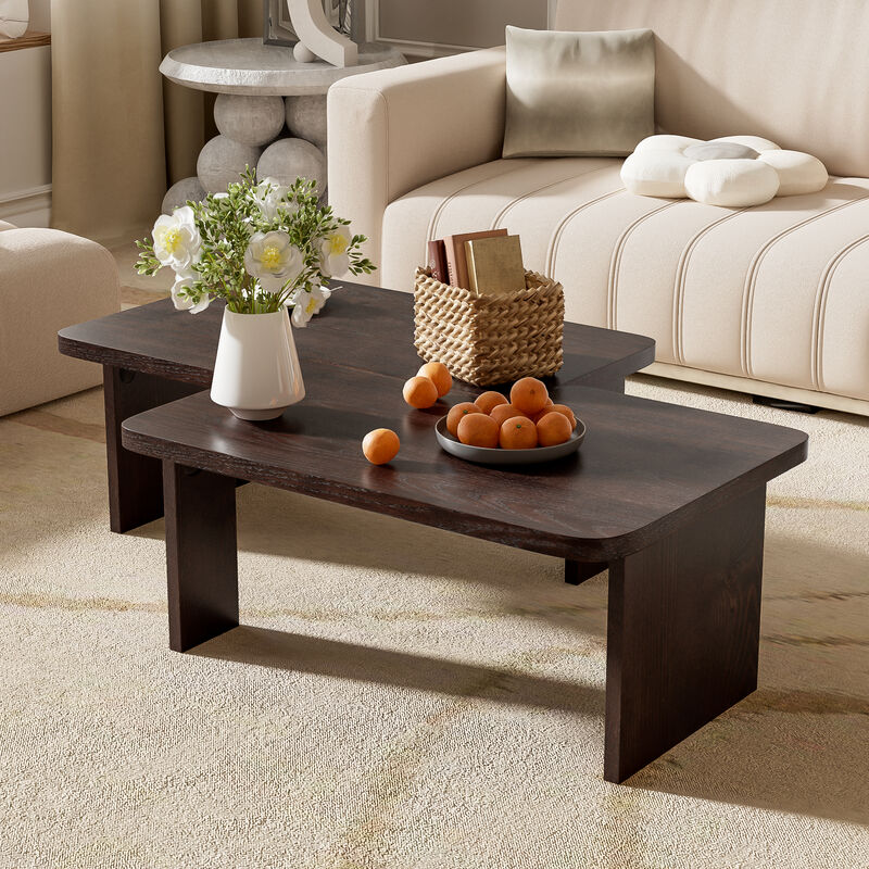 Merax Rectangle Coffee Table with Splicing Design