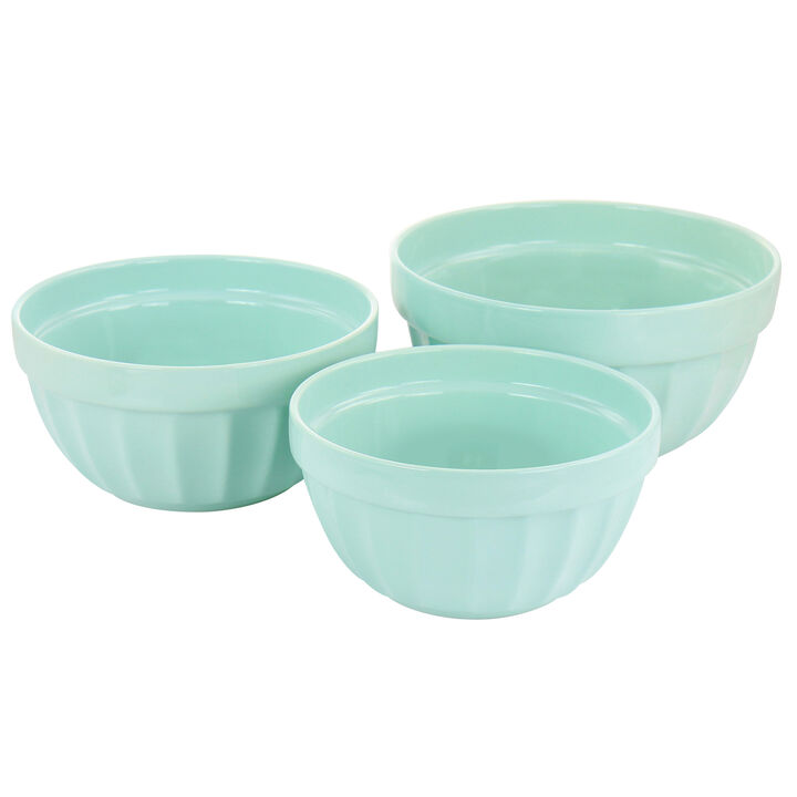Martha Stewart 3 Piece Stoneware Bowl Set in Turquoise