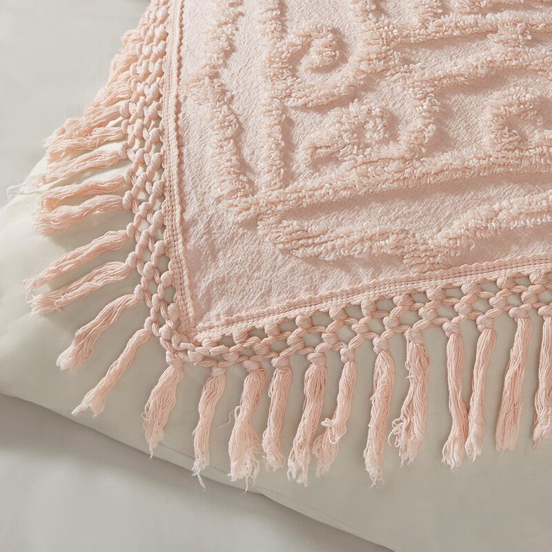 Gracie Mills Ray Boho Tufted Cotton Chenille Medallion Fringe Coverlet Set