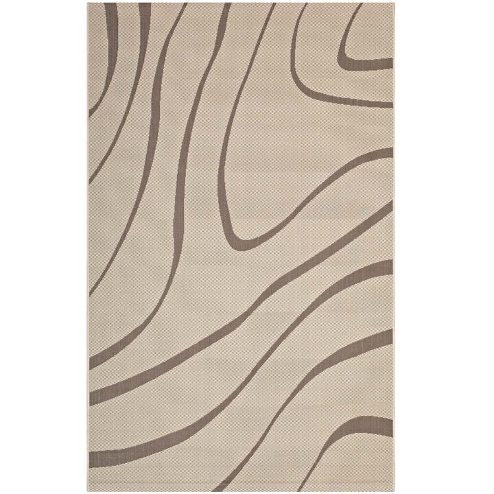 Surge Swirl Abstract 5x8 Indoor and Outdoor Area Rug - Light and Dark Beige