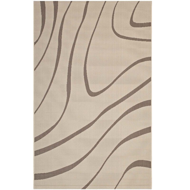 Surge Swirl Abstract 5x8 Indoor and Outdoor Area Rug - Light and Dark Beige