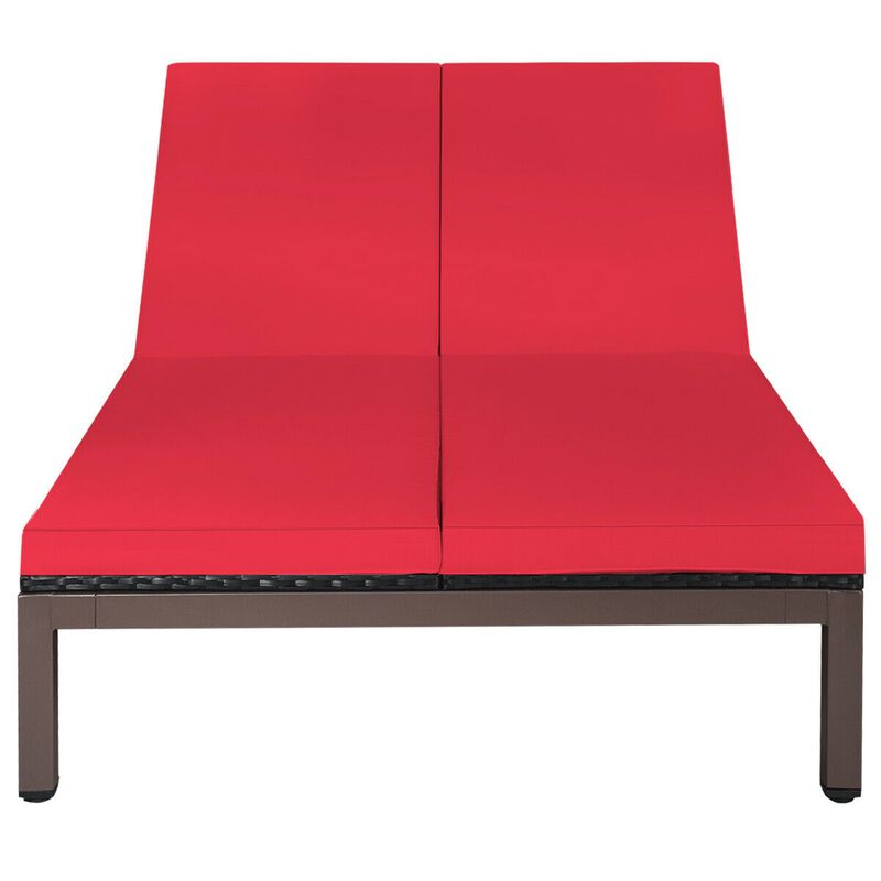 2-Person Patio Rattan Lounge Chair with Adjustable Backrest