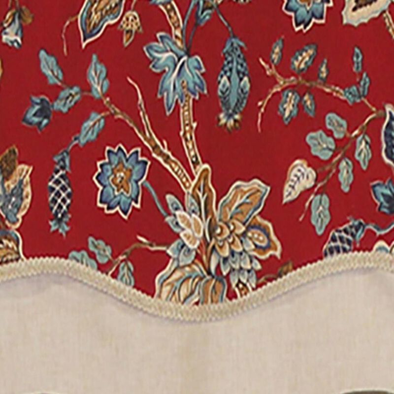 RLF Home Gianna Glory Valance Spa. 3" Rod Pocket, Layered, Trimmed. 50"W X 16"L