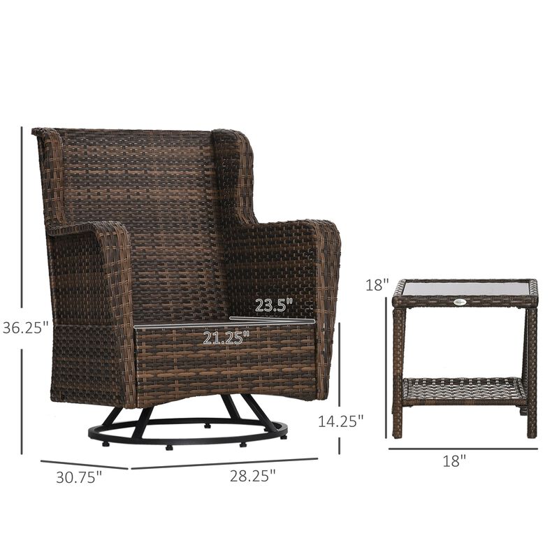Dark Blue Patio Set: Rocking Bistro Set with 360° Swivel Function