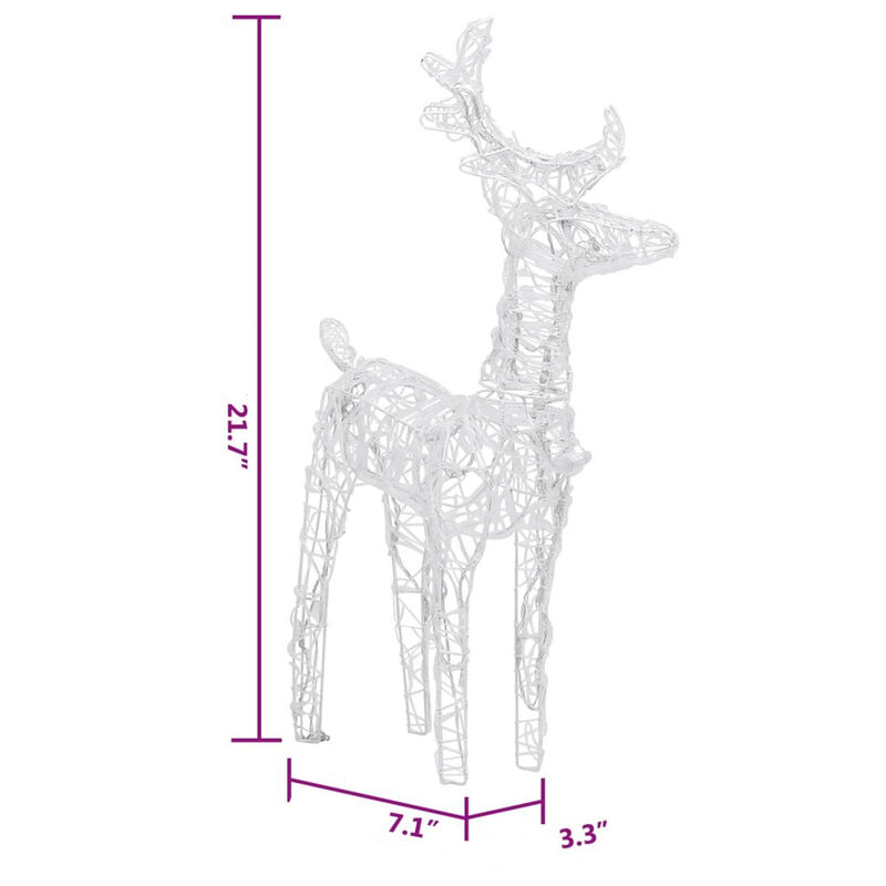 Set of 2 Christmas Reindeer, Acrylic and 40 Warm White LED Lights - Benzara