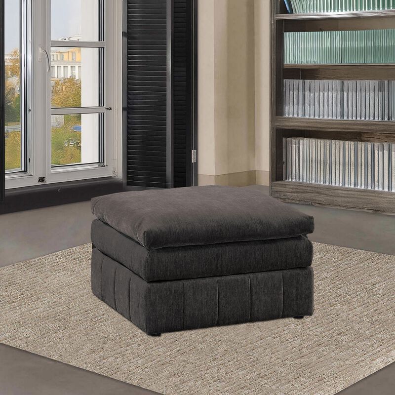 Luna 33 Inch Modular Ottoman, Three Layer Plush Cushioned Seat, Dark Gray-Benzara
