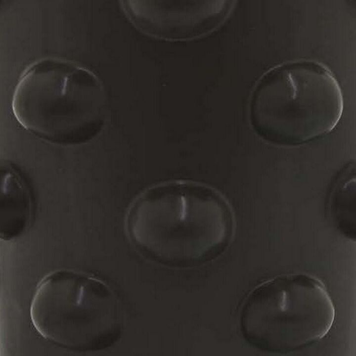 15 Inch Flower Vase, 3D Bubble Pattern, Ceramic Container, Black Finish - Benzara