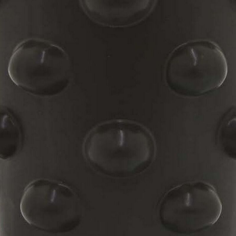15 Inch Flower Vase, 3D Bubble Pattern, Ceramic Container, Black Finish - Benzara