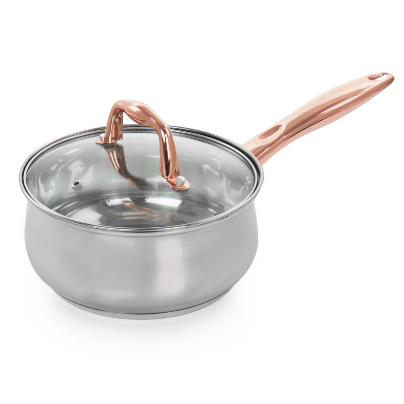 Gibson Home Bransonville 8 Piece Stainless Steel Cookware Set in Chrome and Bronze